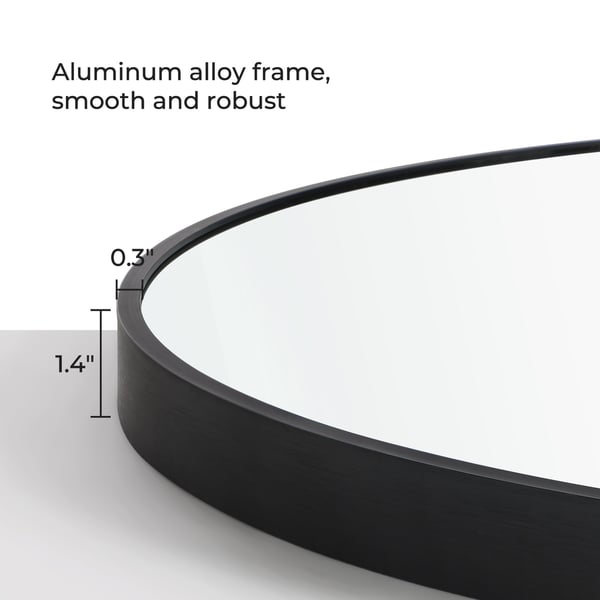 Rootz rundt spejl - Makeupspejl - Vægspejl - Aluminiumslegeringsramme - MDF-bagplade - Glas - Letvægts - Nem at installere - 61 cm x 3,6 cm x 61 cm