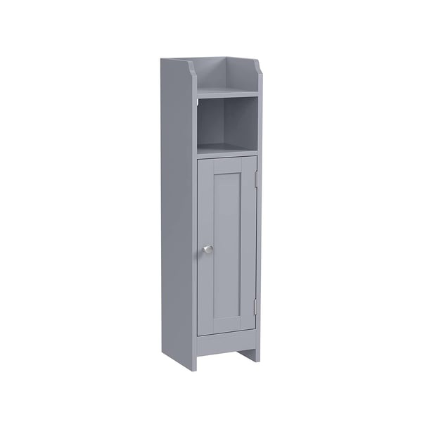 Rootz smalt badeværelsesskab - Opbevaringsskab - Organizer - MDF-materiale - Mystisk grå - 20 cm x 18 cm x 80 cm - Letvægts - Justerbare hylder - Nem