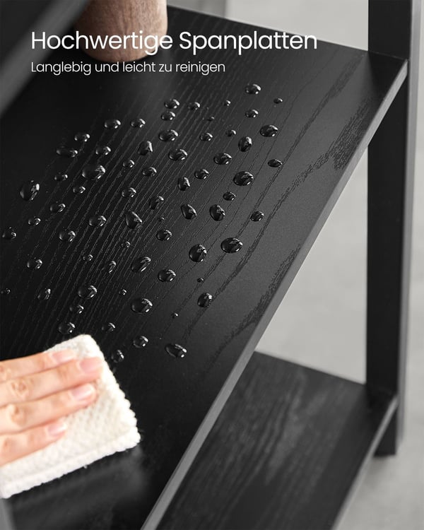 Rootz bogreol - Ebony Black-Ink Black - Spånpladestål - Stor opbevaring - Robust konstruktion - Nem montering - 24 cm x 158 cm x 166 cm