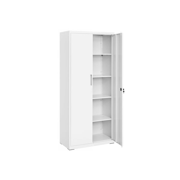 Rootz Opbevaringsskab - Grå Hvid - Stål Organizer - Pulverlakeret - Heavy-Duty hylder - 40cm x 80cm x 180cm