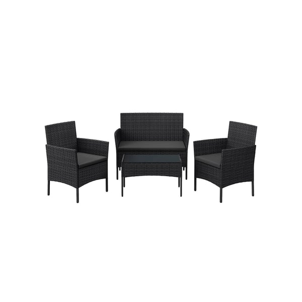 Rootz 7-delt udendørs møbelsæt - brunt taupe terrassesæt - rattan sofasæt - galvaniseret metalstel - VFT-puder - polyesterbetræk - 99 cm x 54,5 cm x 8