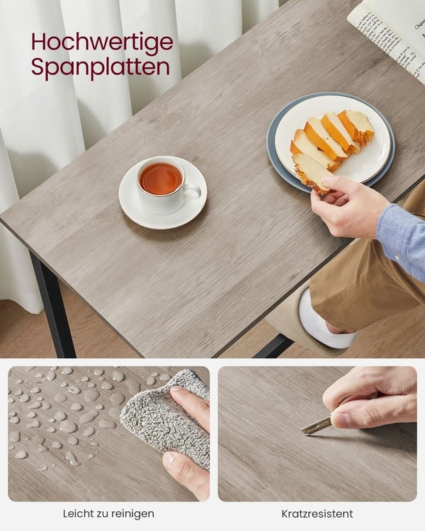Rootz 3-delt barbordssæt - Pub-bord - Bordhøjde - spånplade og stål - Greige meleret blæk sort - 100 cm x 40 cm x 90 cm - 40 cm x 30 cm x 65 cm - Letv
