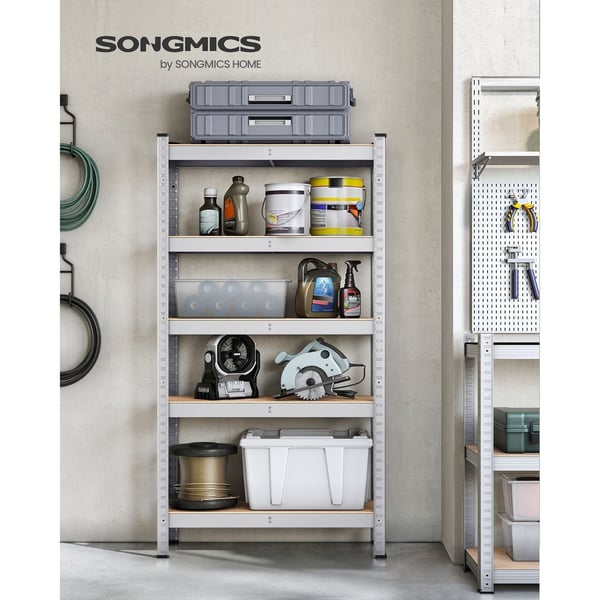 Rootz Heavy Duty Opbevaringsstativ - Reol - Metalstativ - Galvaniseret stål - MDF - 30 cm x 75 cm x 150 cm - 9,3 kg - 130 kg Hyldekapacitet - 650 kg S