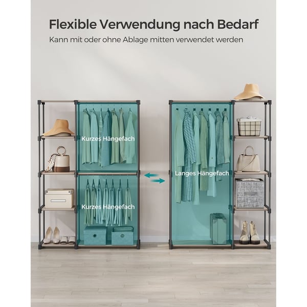 Rootz Taupe 2-delt sæt garderobeorganisering - Skabearrangør - Opbevaringsløsning - Ikke-vævet stof - Metalrør - Plastforbindelser - 43 cm x 124 cm x