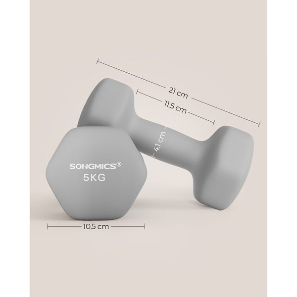 Rootz Neopreenipäällysteiset käsipainot - Harmaat käsipainot - Valurautaiset käsipainot - Neopreenipinnoite - Ergonominen kahva - 21 cm x 10 cm - 11,5