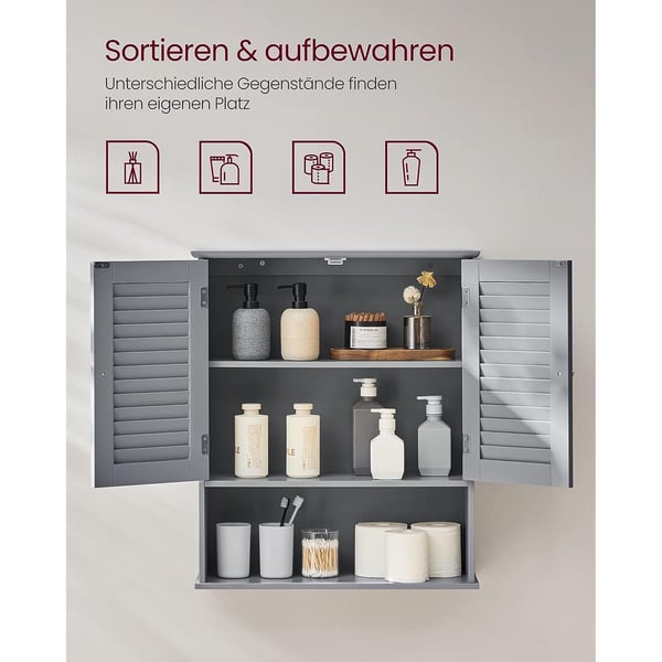 Rootz Badeværelsesskab - Opbevaringsenhed - Organizer - MDF-konstruktion - Mystical Grey - 30cm x 30cm x 82cm - Letvægts - Robust - Nem montering