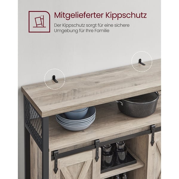 Rootz Greige sort skænk - Spånplade stålskab - Opbevaringsenhed - Justerbare hylder - 33cm x 100cm x 80cm