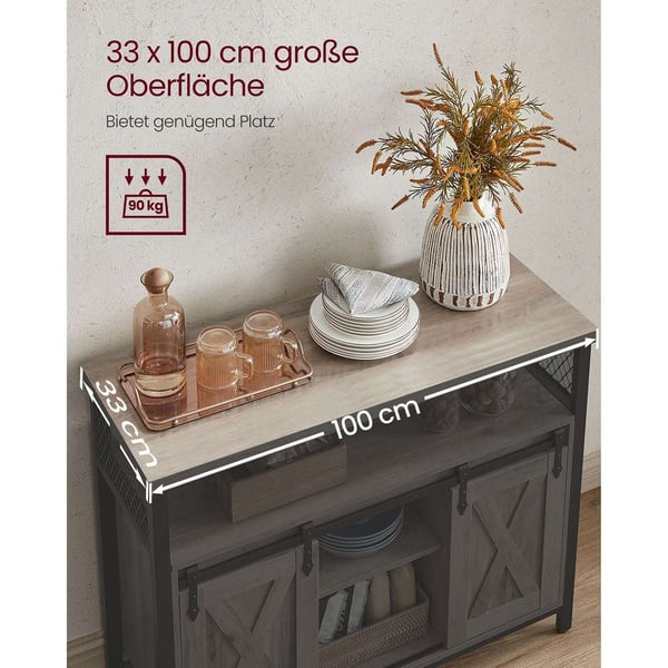 Rootz Greige sort skænk - Spånplade stålskab - Opbevaringsenhed - Justerbare hylder - 33cm x 100cm x 80cm