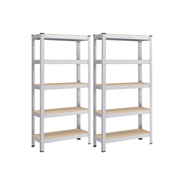 Rootz 2-pak opbevaringsstativ - Reol - Metalhylder - Heavy Duty - Galvaniseret stål - MDF - 30 cm x 75 cm x 150 cm - 18,6 kg - 130 kg Kapacitet - 650
