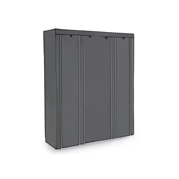 Rootz Grey Fleece Stof Foldeskab - Opbevaringsorganisering - Bærbar garderobe - Stålrørskonstruktion - Letvægts - Nem montering - 150 cm x 175 cm x 45