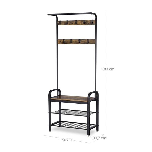 Rootz Vintage garderobe med jerntræk - Knagerække - Tøjstativ - Vintage møbler - Funktionalitet - Holdbarhed - Stilfuldt design - 72 cm x 183 cm x 33,