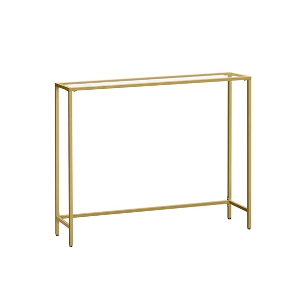 Rootz konsolbord i glasstål - Lys guldgennemsigtigt - Entrébord - Sofabord - Hærdet glas - Robust stålstel - Moderne design - 20 cm x 100 cm x 80 cm