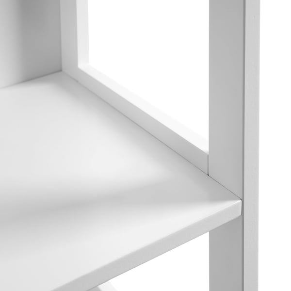 Rootz Højt badeværelsesskab - Hvidt opbevaringsskab - MDF-møbler - Elegant design - 3 åbne rum - 2 skuffer - Alsidig brug - 30 cm x 30 cm x 141,5 cm