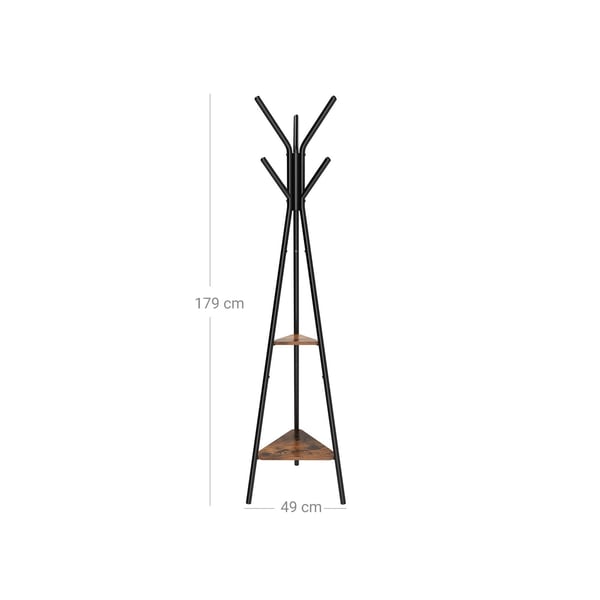Rootz Vintage -naulakko - Vaatekaappi - Järjestäjä - Teräsrunko - 6 koukkua - 2 hyllyä - Luo selkeyttä - 49cm x 179cm x 49cm