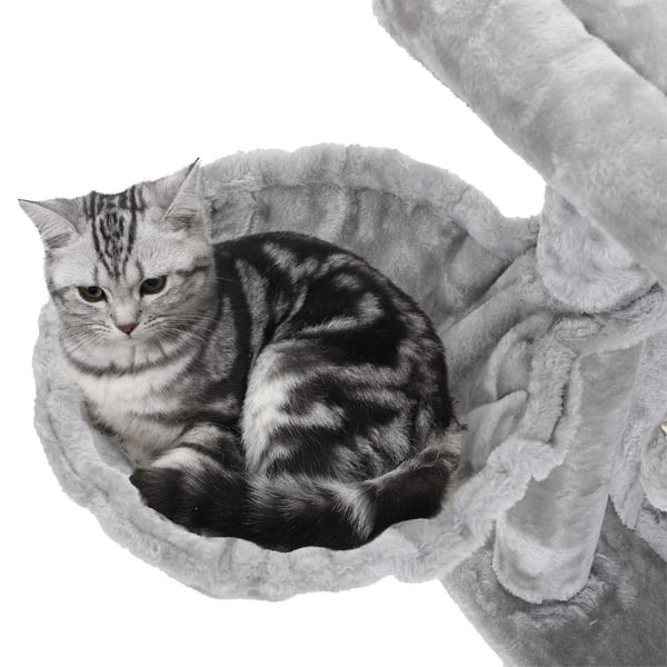 FEANDREA Kattekradsestolpe - Kattetårn - Kitty Condo - Sisal Scratcher - Plys platforme - Hyggelig hule - 48cm x 48cm x 96cm
