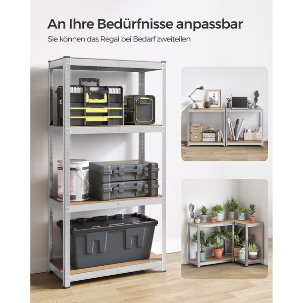 Rootz Heavy Duty Opbevaringsstativ - Reol - Metalorganisering - Galvaniseret stål - MDF - 40 cm x 80 cm x 160 cm - 10 kg - 130 kg Maks. belastningskap