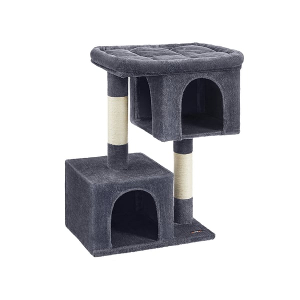 Rootz Cat kradsestolpe - Kattetræ - Kradser - Spånplade - Plys - Sisal - Forhindrer væltning - Nem montering - Røggrå - 68cm x 48cm x 101cm