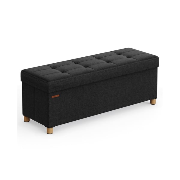 Rootz-sædebrystopbevaring Ottoman - Opbevaringsbænk - Polstret osmannisk - Imiteret linned - Skumpolstring - MDF-konstruktion - 38cm x 110cm x 40cm -