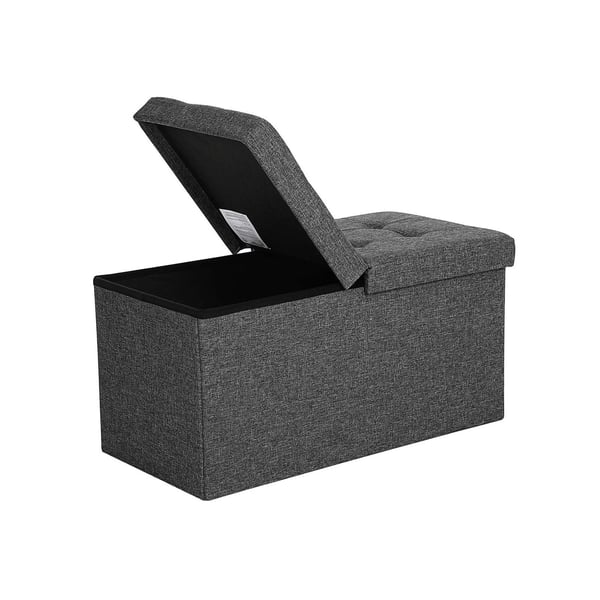Rootz 80L opbevaringsboksbænk - osmannisk - sæde - imiteret linnedbetræk - MDF-plade - 76 cm x 38 cm x 38 cm