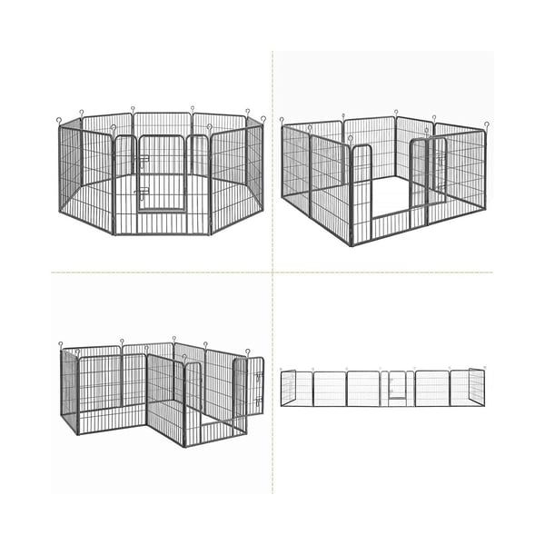 Rootz udendørs indhegning til kæledyr - Kravegård til hunde - Puppy Run - Jernrørmateriale - Nem montering - Transportabel opbevaring - 246 cm x 83 cm