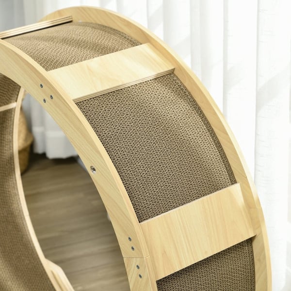 Rootz PawHut Cat Wheel - Cat træningshjul - Cat Running Wheel - Glat rotation - Låsbar bremse - Ridsepude - 91 cm x 33,5 cm x 94 cm - Eg