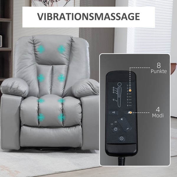 Rootz TV-stol med stå-op-støtte - Hvilestol - Liftstol - Ultimativ komfort - Justerbar tilbagelænet - 8-punkts massage - 96cm x 94cm x 106cm