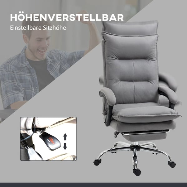 Rootz Vinsetto Kontorstol - Ergonomisk skrivebordsstol - Massage- og varmestol - Ultimativ komfort - 155° tilt og fodstøtte - Justerbar højde - 66 cm