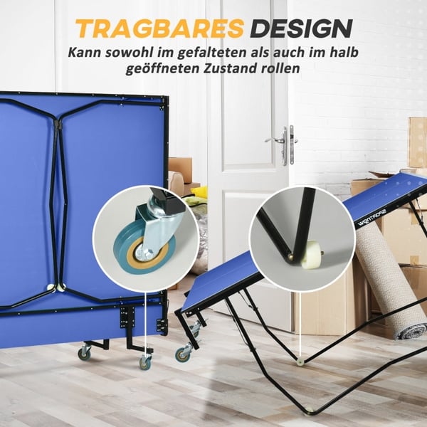 Rootz Bordtennisbord - Pingisbord - Hopfällbart bord - Cabriolet - Full storlek - 274cm x 152,5cm x 76cm