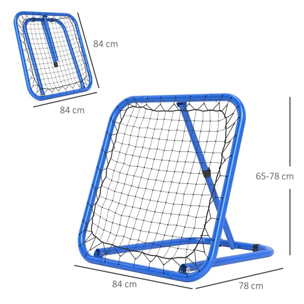 Rootz Football Rebounder Net - Bounce Back Net - Soccer Training Aid - Justerbar & vikbar - 78 x 84 x 65-78 cm - Förbättra bollkontrollfärdigheter