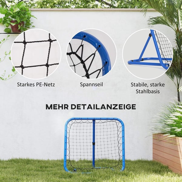 Rootz Football Rebounder Net - Bounce Back Net - Soccer Training Aid - Justerbar & vikbar - 78 x 84 x 65-78 cm - Förbättra bollkontrollfärdigheter
