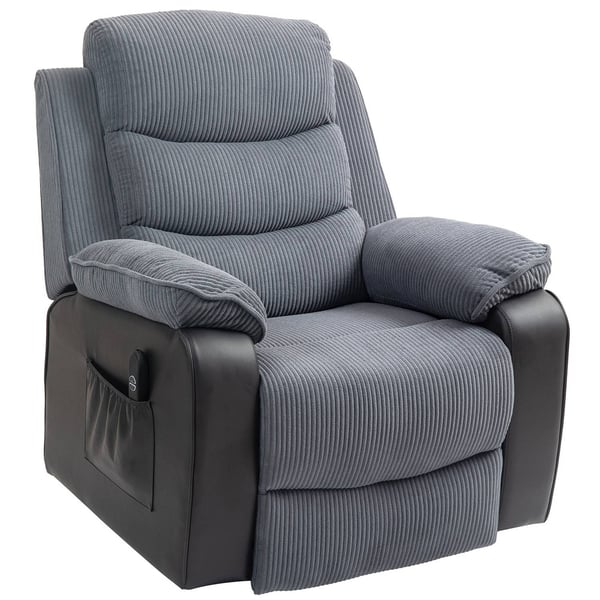 Rootz Riser Rentline Stol - Stand -up Stol - Elektrisk tv -stol - Fjernbetjening - 96 cm x 96 cm x 108 cm - Grå corduroy -dækning