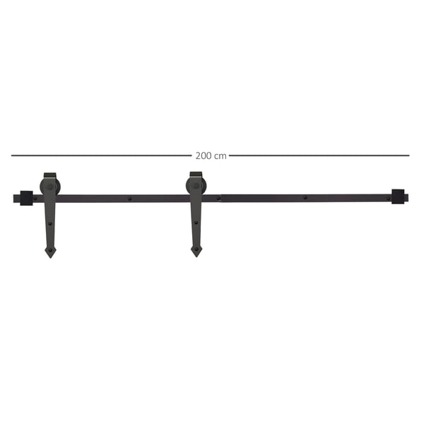 Rootz skydedørgalleri -kit - Skydedørssystem - Rumbesparer - Black Carbon Steel - Max 1M Bredde - 200 cm jernbane - Holder op til 100 kg