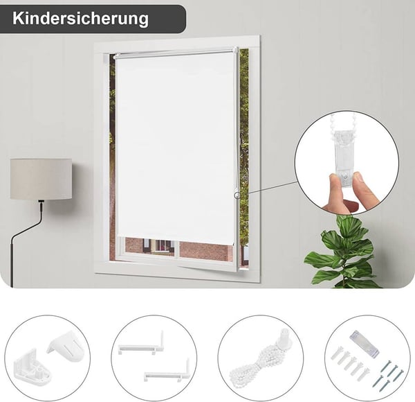 Rootz Roller Blind - Thermorollo Shade - Room Darking persienner - Energibesparing - 80 cm x 150 cm - vit