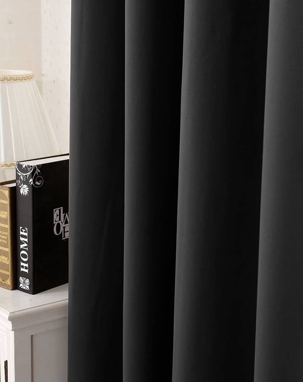 Rootz Black Eyele Curtain - Darking Drapes - Thermal Blackout Shades - Energy Saving - 135x225 CM