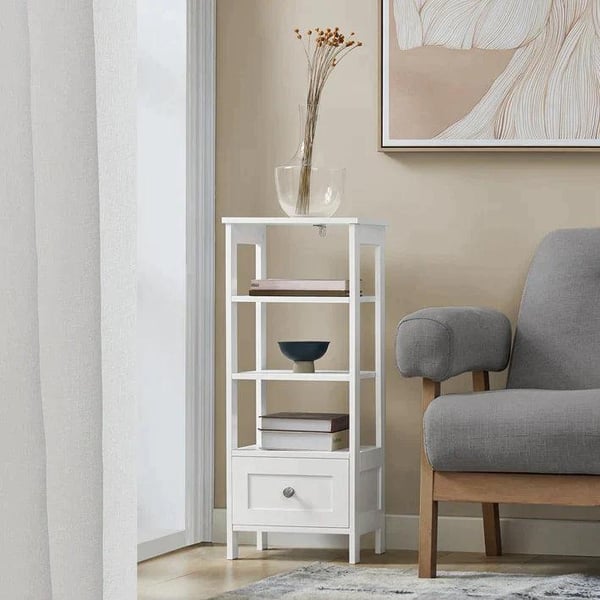 Rootz Sidebord-Ende Bord-Telefon Bord-Lampe Bord Sofa Bord-Sengebord med 3 hylder og 1 skuffe