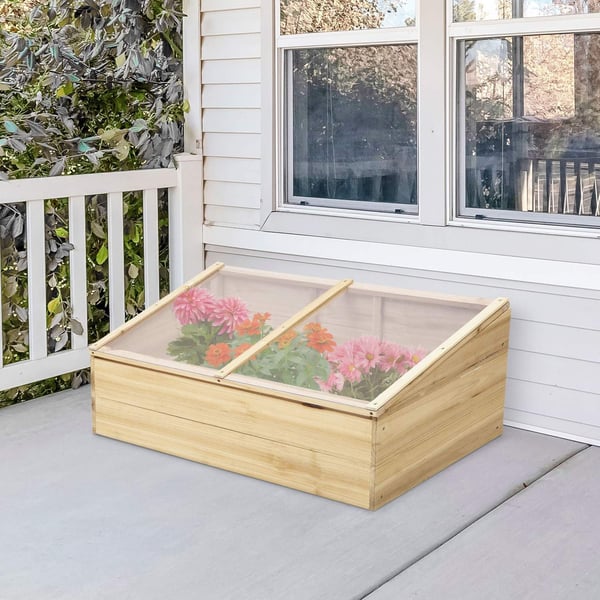 Rootz Greenhouse Wood Cold Frame - Naturel - Spar, PC Board - 39,37 cm x 19,68 cm x 13,77 cm