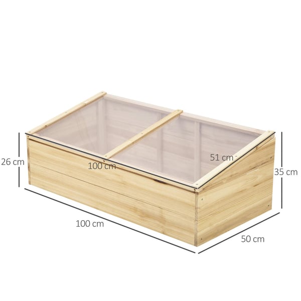 Rootz Greenhouse Wood Cold Frame - Naturel - Spar, PC Board - 39,37 cm x 19,68 cm x 13,77 cm