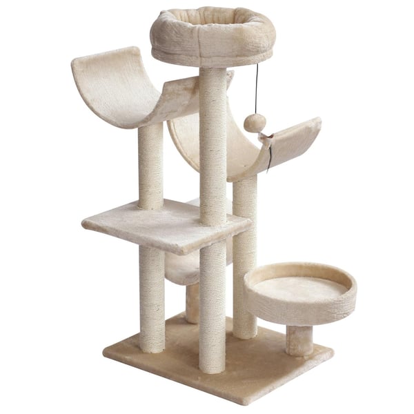Rootz Kradsestolpe Kattetræ - Beige - Spånplade, Fiber, Plys - 19,68 cm x 15,74 cm x 41,33 cm