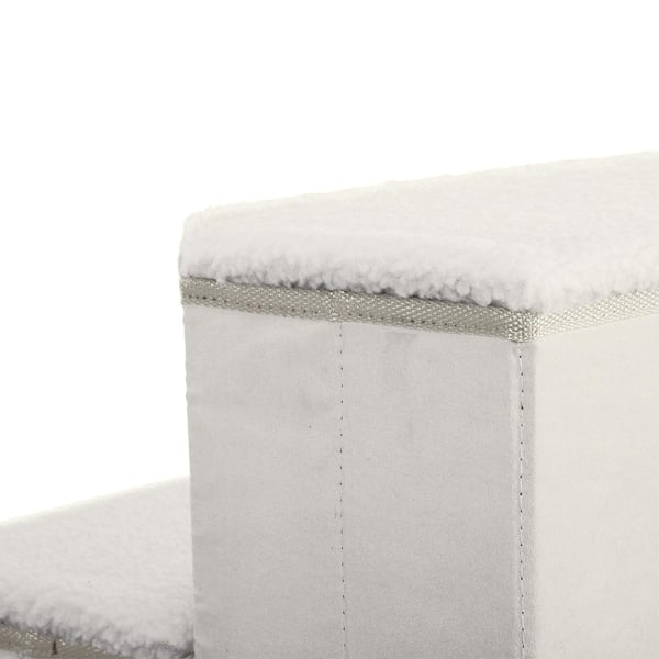 Rootz Pet Trappe - Hvid - Konstrueret træ, Ruskind, Fleece - 15,75 cm x 21,26 cm x 18,89 cm