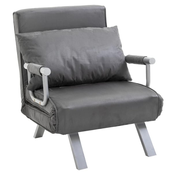 Rootz Relax lænestol - Gæsteseng - Armlæn - 3-i-1 - Chaiselong - Pude - Grå - 65 x 69 x 80 cm