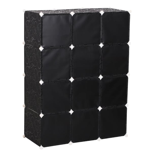 Rootz Garderobe - Opbevaringsskab - Rumskab - Tøjstang - Kuber - Sort - Hvid - 111x47x145 cm