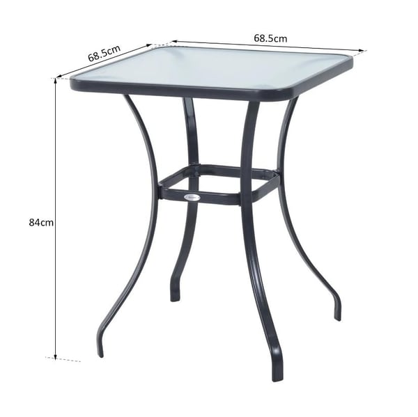 Nancy's Montebello Tuintafel - Glazen Tafel - Bistrotafel - Balkontafel - Sort - Metaal - Gehard Glas - 68,5 x 68,5 cm