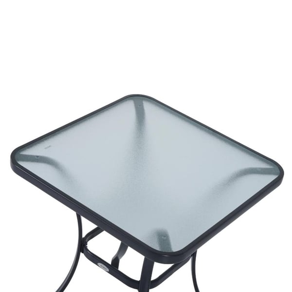 Nancy's Montebello Tuintafel - Glazen Tafel - Bistrotafel - Balkontafel - Sort - Metaal - Gehard Glas - 68,5 x 68,5 cm