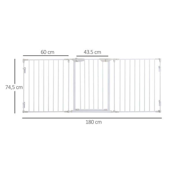 Rootz Säkerhetsdörr - Staket - Fällbart - Vit - 180 x 3 x 74,5 cm