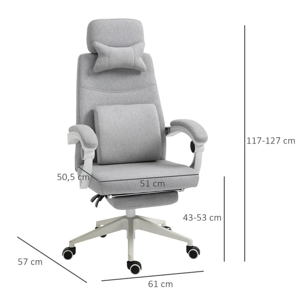 Rootz Kontorstol - Drejestol - Executive stol - Ergonomisk - 51 x 50 x 117-127 cm - Justerbar - Fodstøtte - Vippefunktion - Grå