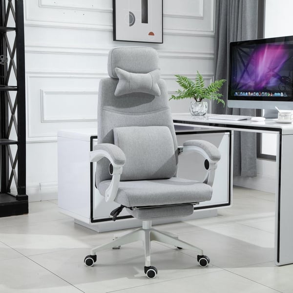 Rootz Kontorstol - Drejestol - Executive stol - Ergonomisk - 51 x 50 x 117-127 cm - Justerbar - Fodstøtte - Vippefunktion - Grå