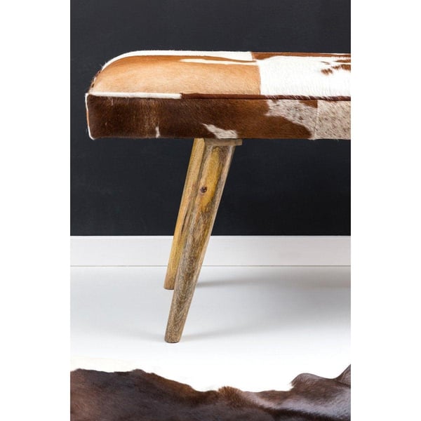 Rootz bænk - polstret bænk - hall bænk - bænk - gede læder - mango træ - brun/hvid - 120 cm