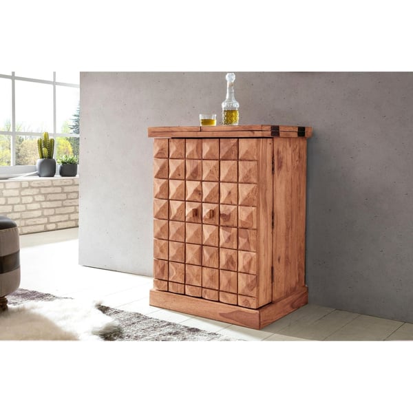 Rootz Home Bar - Fold-out Bar - Vitrineskab - Vinopbevaring - Drikkevareopbevaring - Massivt træ Acacia - Country Style - Barskab