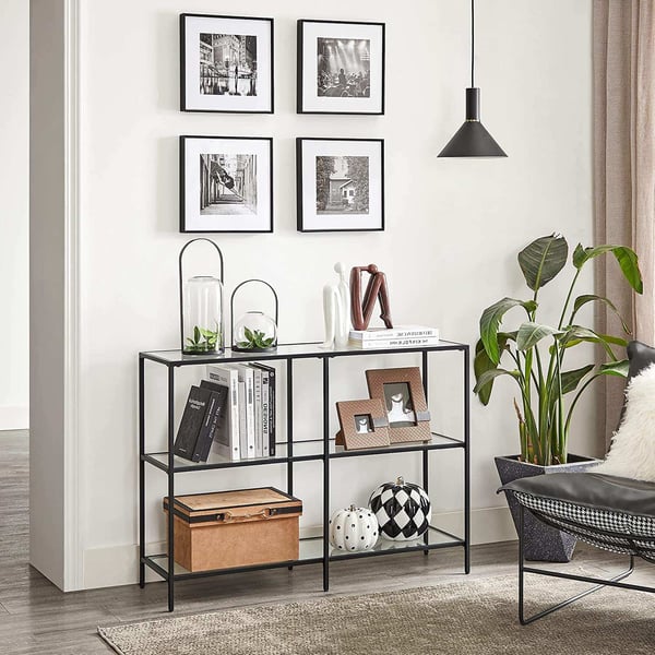 Rootz Konsolbord - Konsolbord - Sidebord - med hærdet glas - Moderne - Sort - 100 x 30 x 73 cm