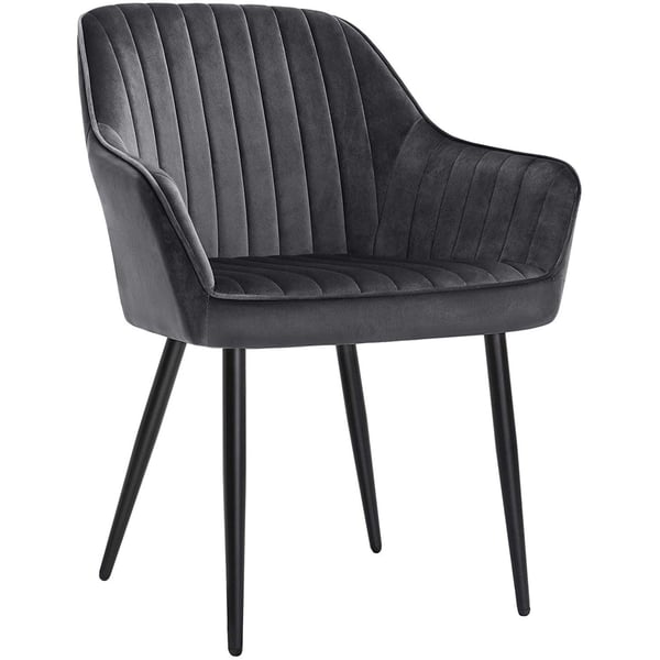 Rootz spisestuestol - Sæt med 2 - Køkkenstol - Lænestol - Polstret - Fløjl - Metal - Grå - 62,5 x 60 x 85 cm